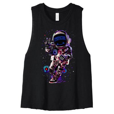 Astronaut Rave Edm Techno Festival Psytrance Dubstep Women's Racerback Cropped Tank