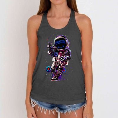 Astronaut Rave Edm Techno Festival Psytrance Dubstep Women's Knotted Racerback Tank