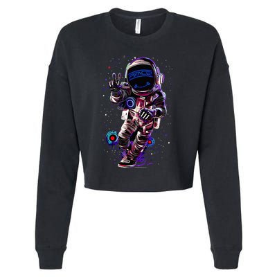 Astronaut Rave Edm Techno Festival Psytrance Dubstep Cropped Pullover Crew