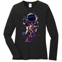 Astronaut Rave Edm Techno Festival Psytrance Dubstep Ladies Long Sleeve Shirt