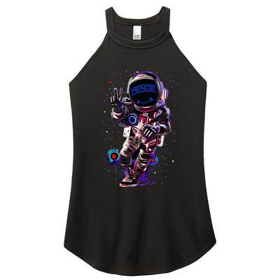 Astronaut Rave Edm Techno Festival Psytrance Dubstep Women's Perfect Tri Rocker Tank