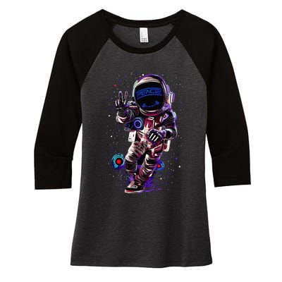 Astronaut Rave Edm Techno Festival Psytrance Dubstep Women's Tri-Blend 3/4-Sleeve Raglan Shirt