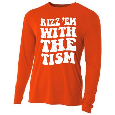 Autism Rizz Em With The Tism Funny Autistic Meme Groovy Great Gift Cooling Performance Long Sleeve Crew