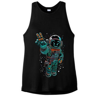 Astronaut Rave Edm Techno Festival Psytrance Dubstep Ladies PosiCharge Tri-Blend Wicking Tank