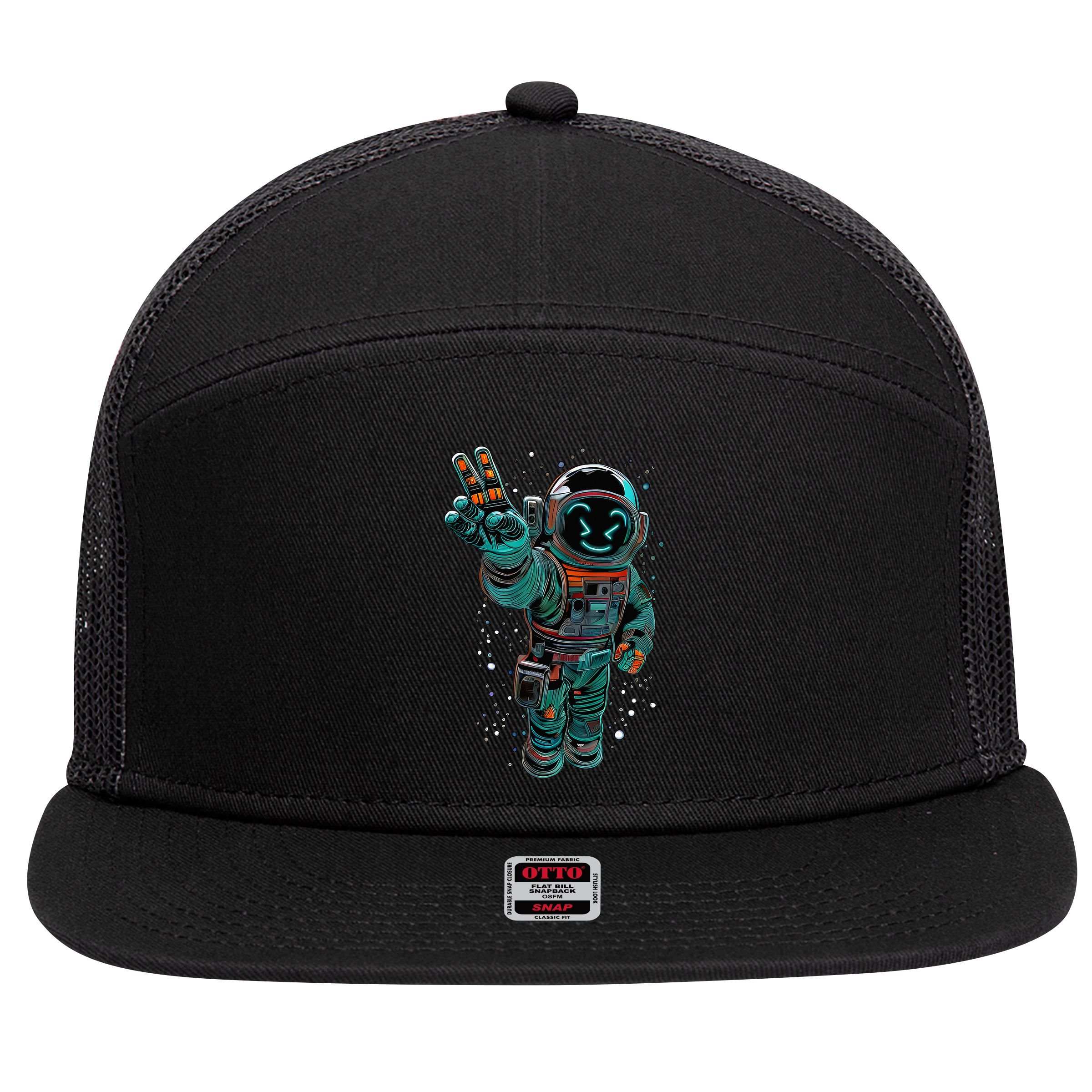 Astronaut Rave Edm Techno Festival Psytrance Dubstep 7 Panel Mesh Trucker Snapback Hat
