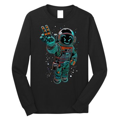 Astronaut Rave Edm Techno Festival Psytrance Dubstep Long Sleeve Shirt