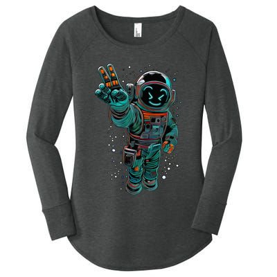 Astronaut Rave Edm Techno Festival Psytrance Dubstep Women's Perfect Tri Tunic Long Sleeve Shirt