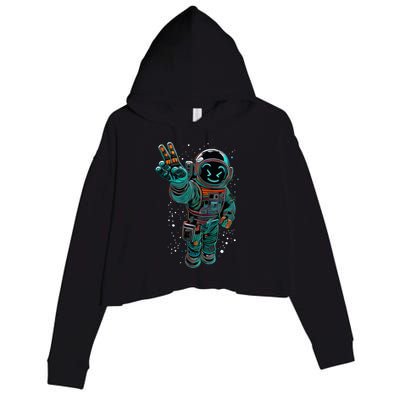 Astronaut Rave Edm Techno Festival Psytrance Dubstep Crop Fleece Hoodie