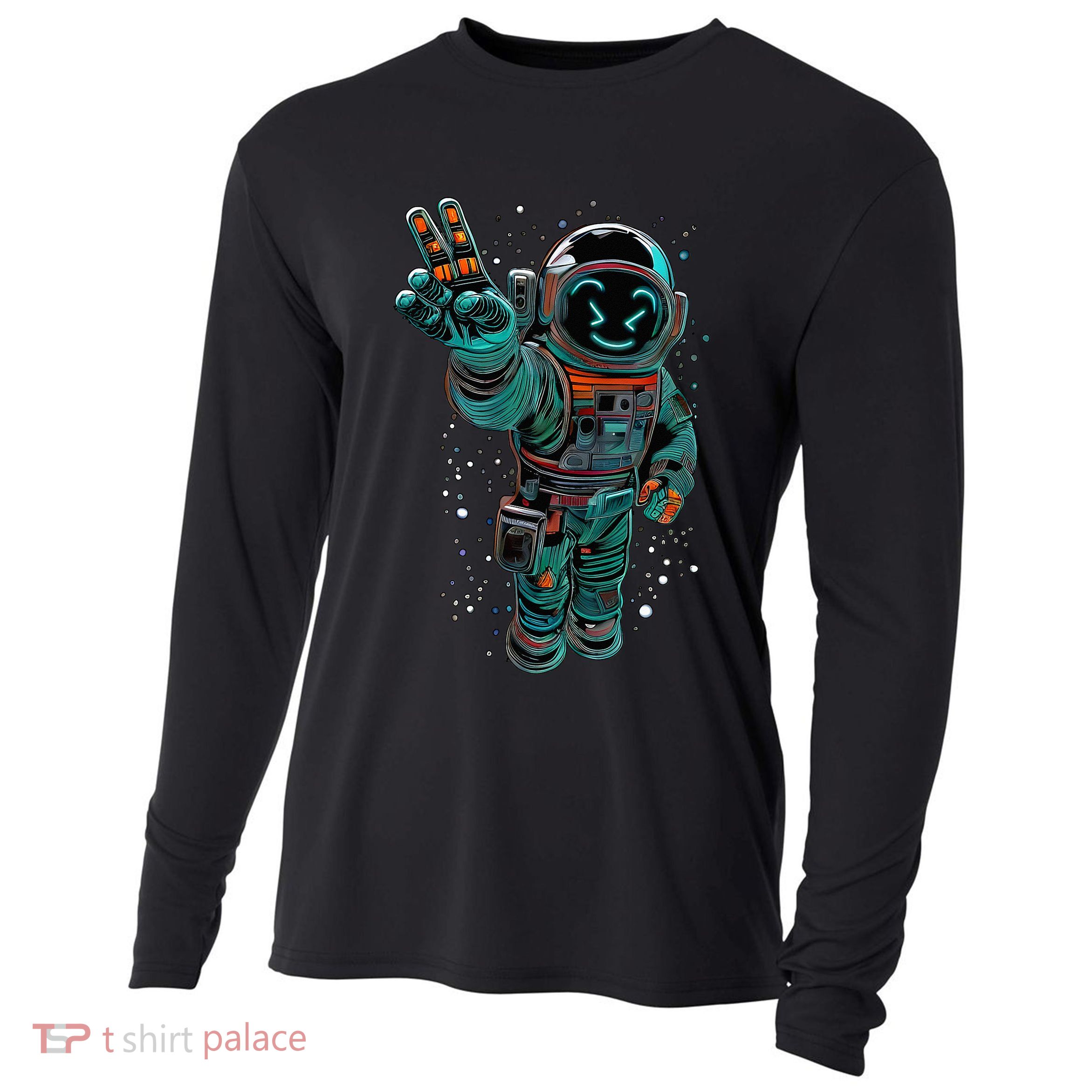 Astronaut Rave Edm Techno Festival Psytrance Dubstep Cooling Performance Long Sleeve Crew