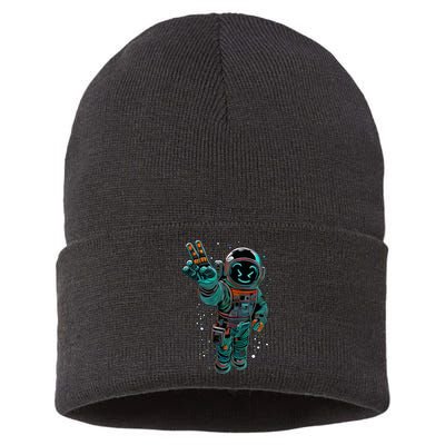 Astronaut Rave Edm Techno Festival Psytrance Dubstep Sustainable Knit Beanie