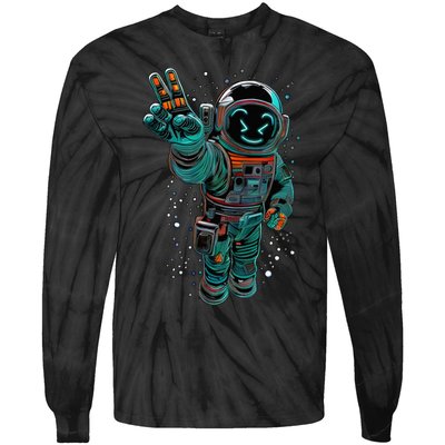 Astronaut Rave Edm Techno Festival Psytrance Dubstep Tie-Dye Long Sleeve Shirt