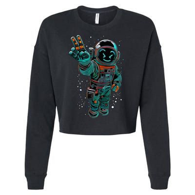 Astronaut Rave Edm Techno Festival Psytrance Dubstep Cropped Pullover Crew