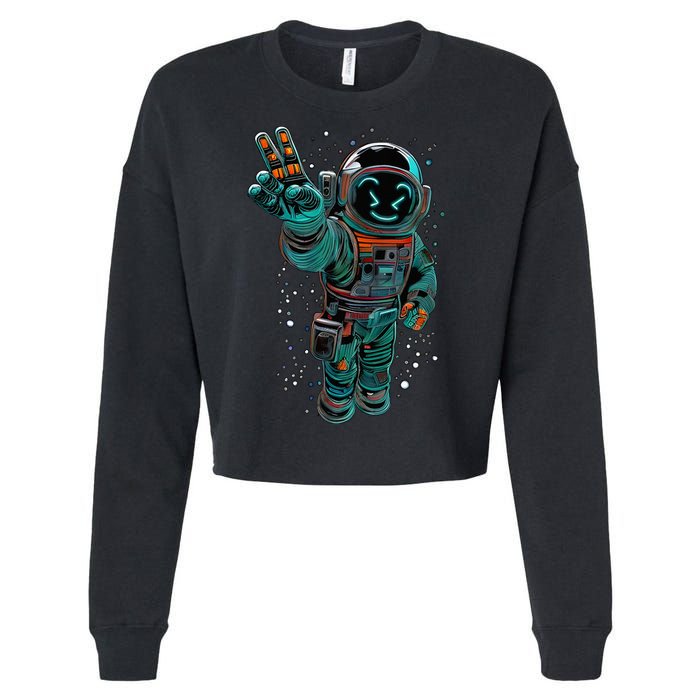Astronaut Rave Edm Techno Festival Psytrance Dubstep Cropped Pullover Crew