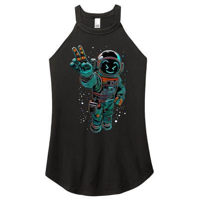 Astronaut Rave Edm Techno Festival Psytrance Dubstep Women's Perfect Tri Rocker Tank