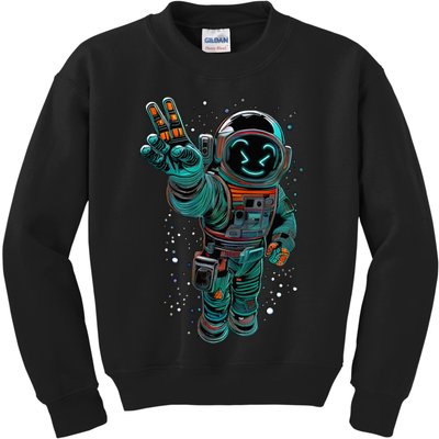 Astronaut Rave Edm Techno Festival Psytrance Dubstep Kids Sweatshirt