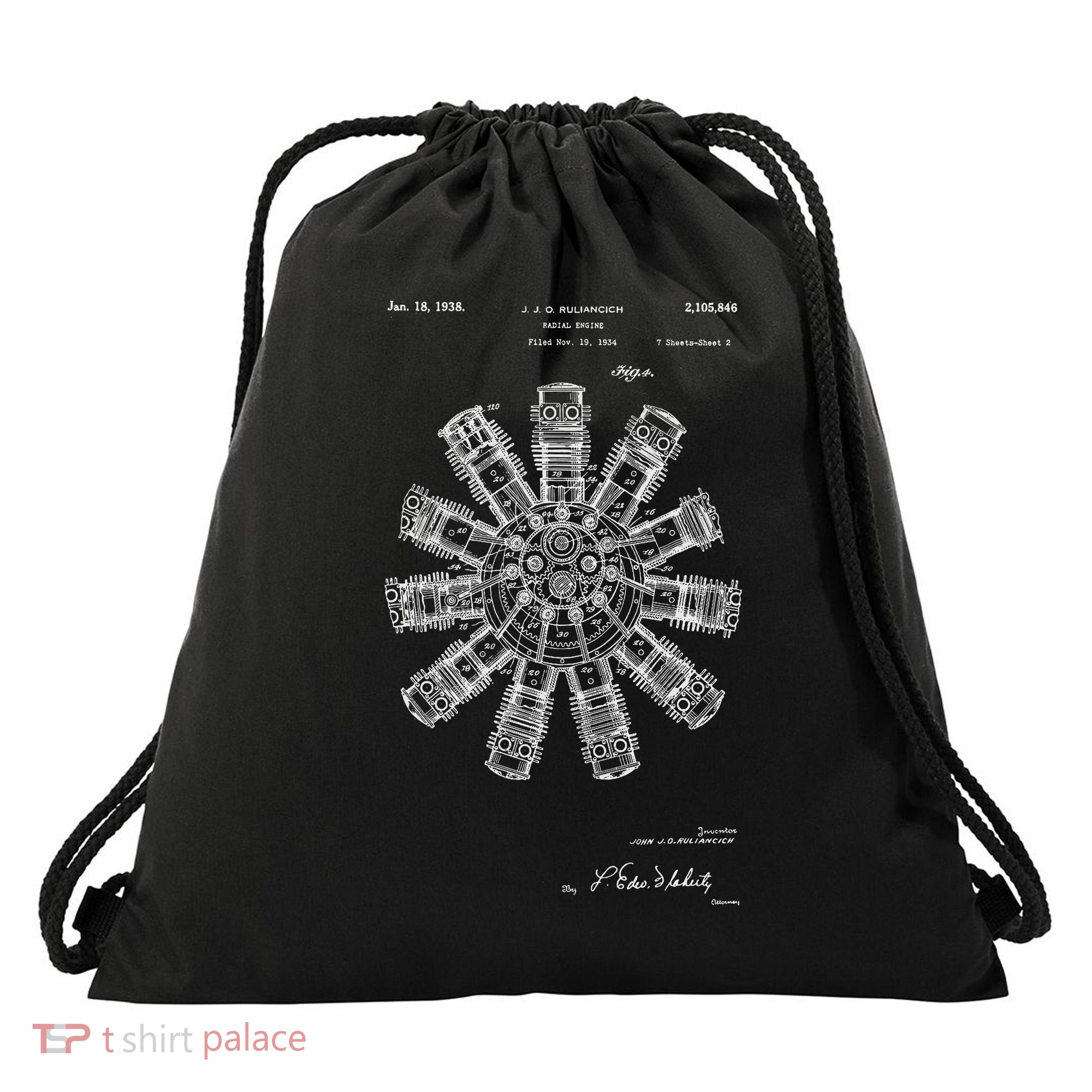 Aircraft Radial Engine Drawstring Bag