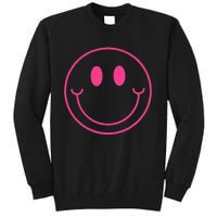 70s Cute Pink Smile Face Peace Happy Smiling Face Tall Sweatshirt