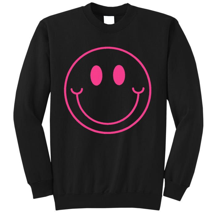 70s Cute Pink Smile Face Peace Happy Smiling Face Tall Sweatshirt