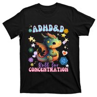 ADHD&D Roll For Concentration Cute Watercolor Dragon T-Shirt