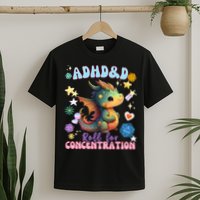 ADHD&D Roll For Concentration Cute Watercolor Dragon T-Shirt