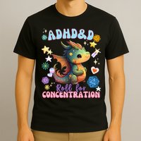 ADHD&D Roll For Concentration Cute Watercolor Dragon T-Shirt