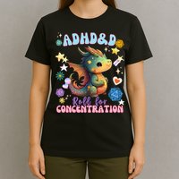 ADHD&D Roll For Concentration Cute Watercolor Dragon T-Shirt