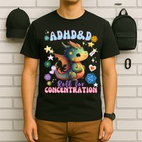 ADHD&D Roll For Concentration Cute Watercolor Dragon T-Shirt