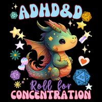 ADHD&D Roll For Concentration Cute Watercolor Dragon Button