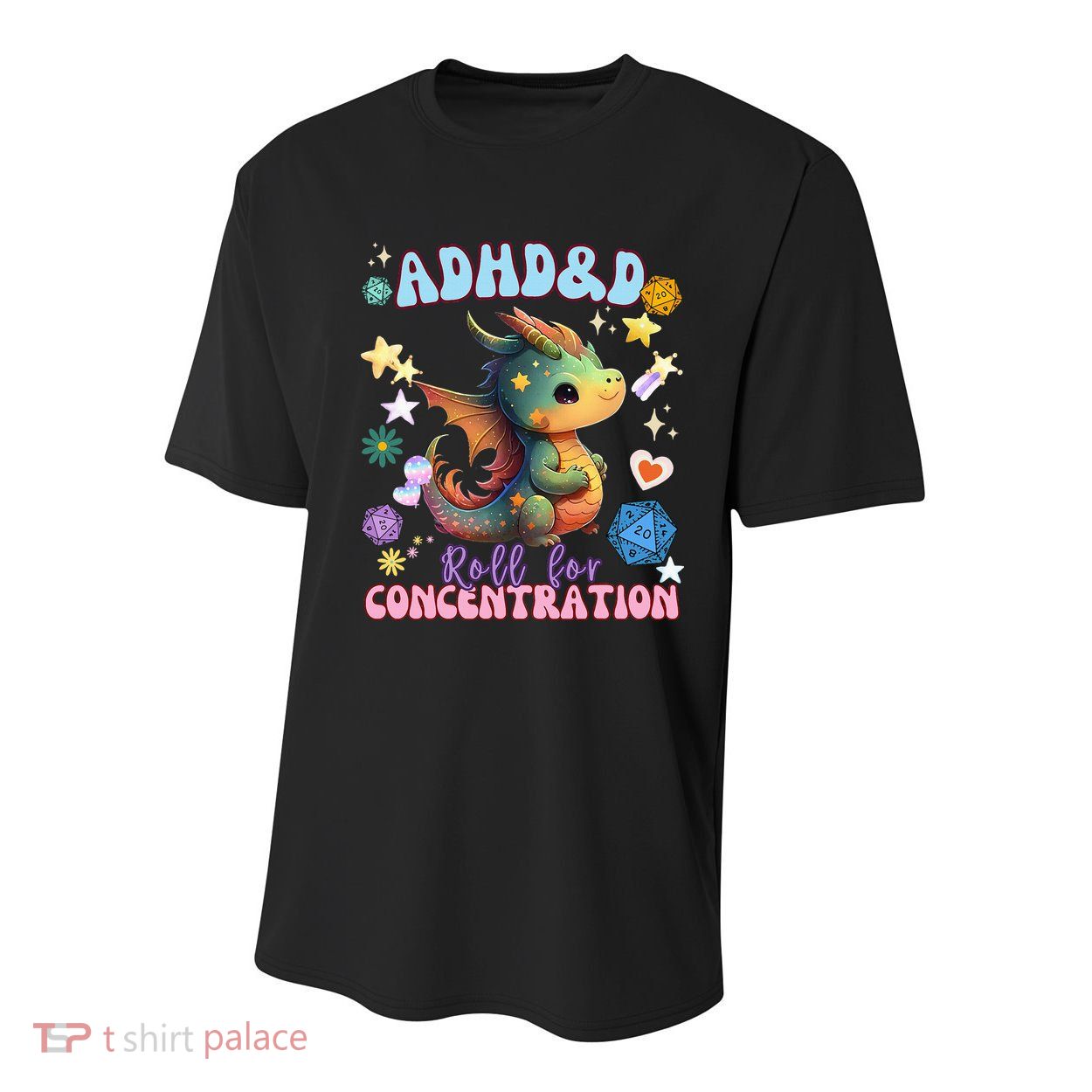 ADHD&D Roll For Concentration Cute Watercolor Dragon Youth Performance Sprint T-Shirt