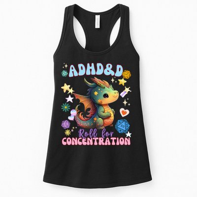 ADHD&D Roll For Concentration Cute Watercolor Dragon Womens Tank Top