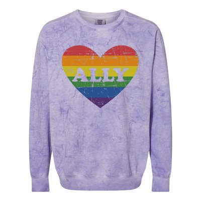 Ally rainbow flag heart for LGBT gay and lesbian support Colorblast Crewneck Sweatshirt