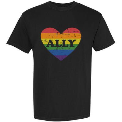 Ally rainbow flag heart for LGBT gay and lesbian support Garment-Dyed Heavyweight T-Shirt