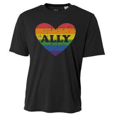 Ally rainbow flag heart for LGBT gay and lesbian support Cooling Performance Crew T-Shirt