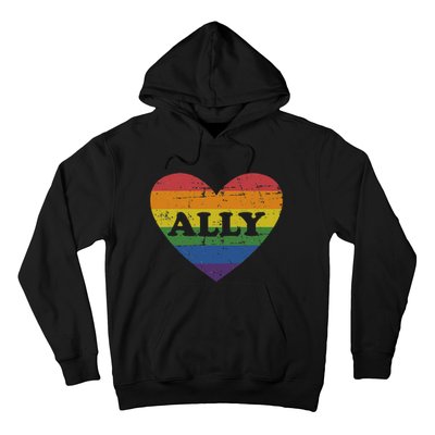 Ally rainbow flag heart for LGBT gay and lesbian support Hoodie