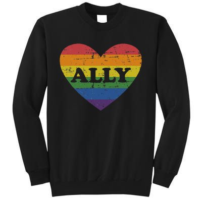 Ally rainbow flag heart for LGBT gay and lesbian support Sweatshirt