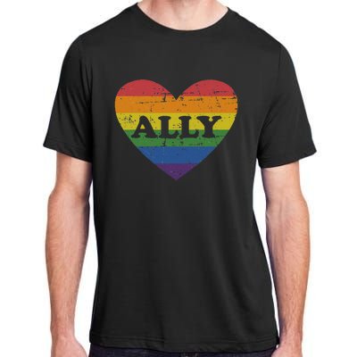 Ally rainbow flag heart for LGBT gay and lesbian support Adult ChromaSoft Performance T-Shirt