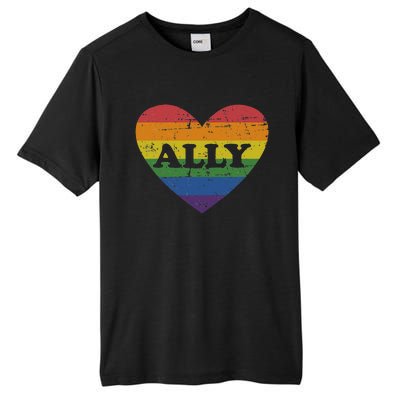 Ally rainbow flag heart for LGBT gay and lesbian support Tall Fusion ChromaSoft Performance T-Shirt