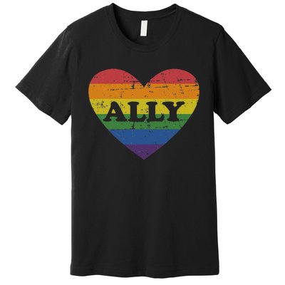 Ally rainbow flag heart for LGBT gay and lesbian support Premium T-Shirt