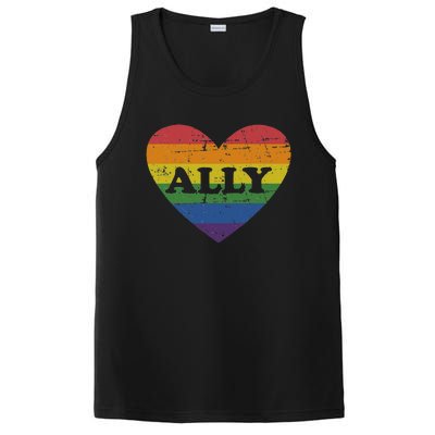 Ally rainbow flag heart for LGBT gay and lesbian support PosiCharge Competitor Tank