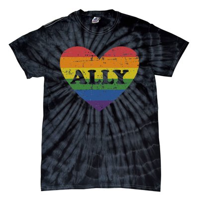 Ally rainbow flag heart for LGBT gay and lesbian support Tie-Dye T-Shirt