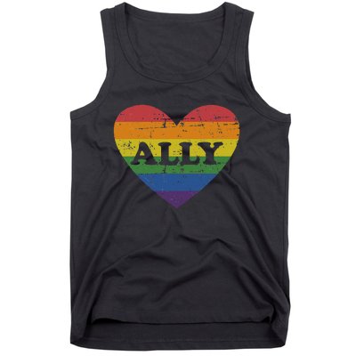 Ally rainbow flag heart for LGBT gay and lesbian support Tank Top