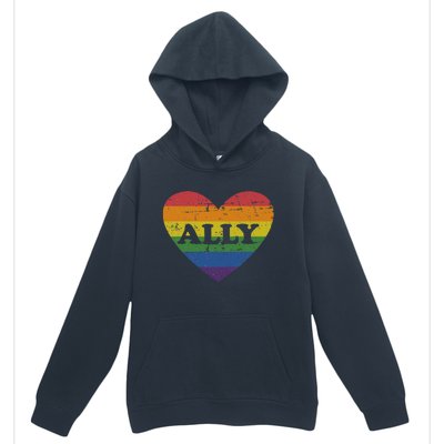 Ally rainbow flag heart for LGBT gay and lesbian support Urban Pullover Hoodie