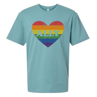 Ally rainbow flag heart for LGBT gay and lesbian support Sueded Cloud Jersey T-Shirt