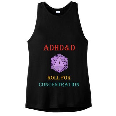 Adhd&D Roll For Concentration Vintage Quote Ladies PosiCharge Tri-Blend Wicking Tank