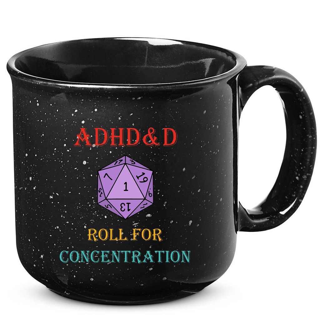 Adhd&D Roll For Concentration Vintage Quote 15oz Campfire Ceramic Mug