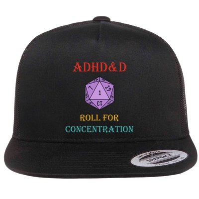 Adhd&D Roll For Concentration Vintage Quote Flatbill Hat