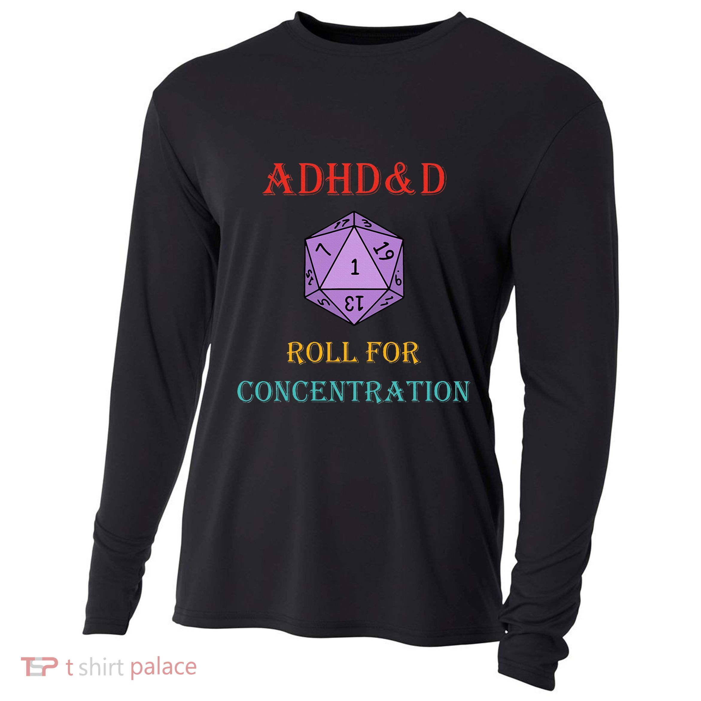 Adhd&D Roll For Concentration Vintage Quote Cooling Performance Long Sleeve Crew