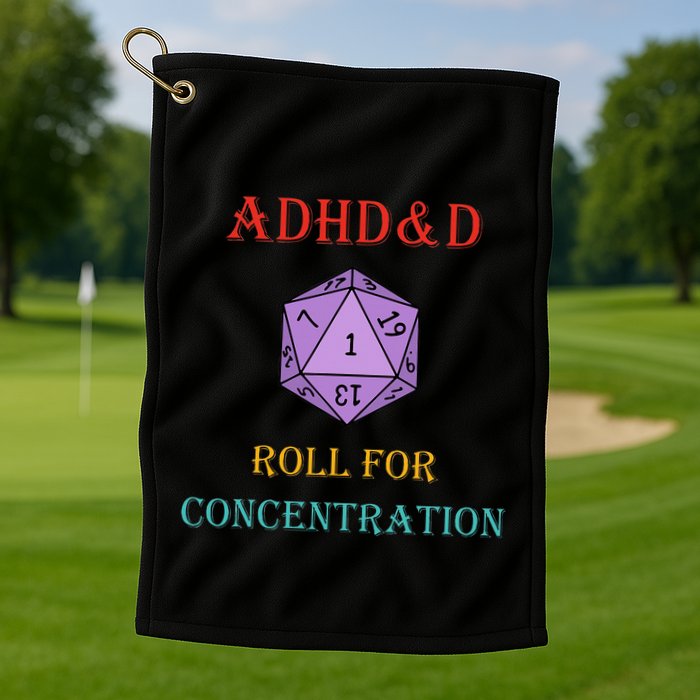 Adhd&D Roll For Concentration Vintage Quote Golf Towel