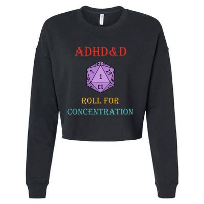 Adhd&D Roll For Concentration Vintage Quote Cropped Pullover Crew