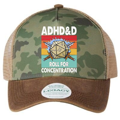 Adhd Roll For Concentration Funny Gamer Legacy Tie Dye Trucker Hat